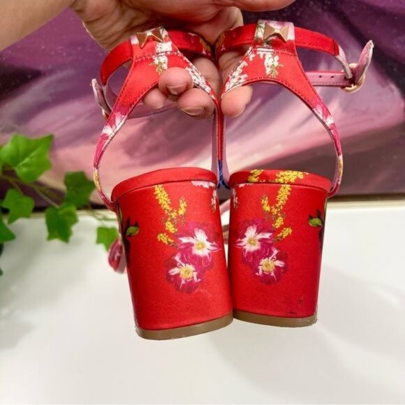 Ted Baker Rozie Block Heel Sandal in Berry Sundae Mix Satin Size EU 42 / US 11.5 - Picture 9 of 16